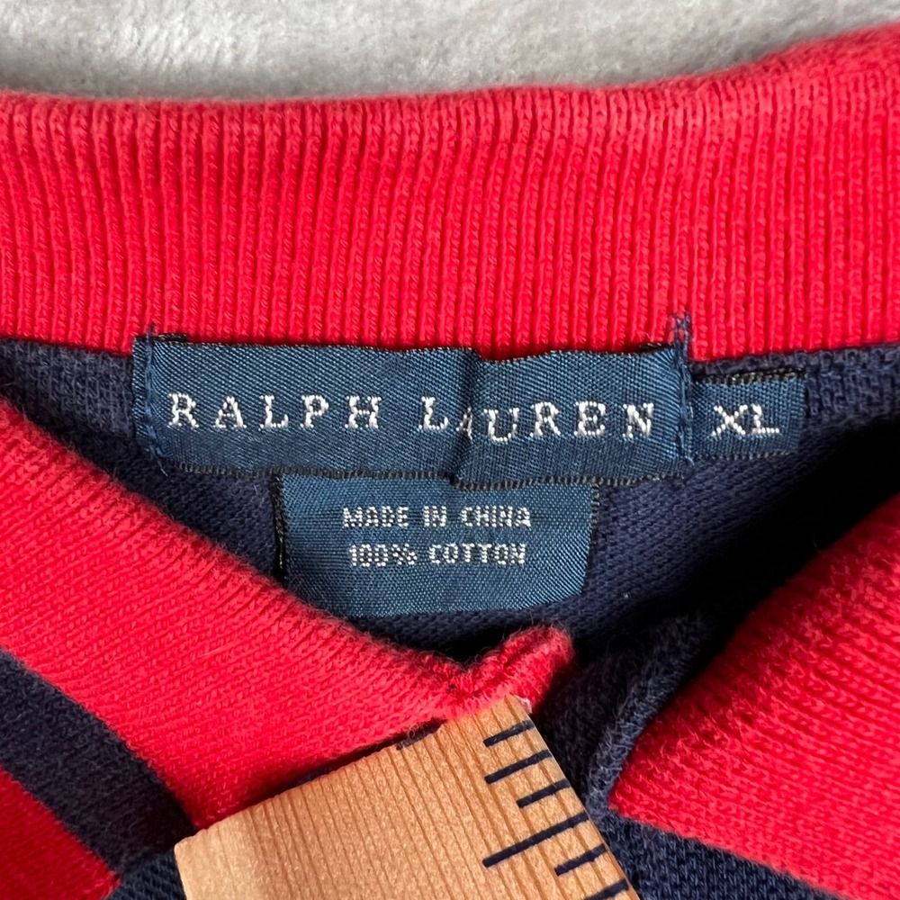 Kids Ralph Lauren Polo Shirt XL Blue Red White Colorblock Big Pony Logo - Picture 4 of 13